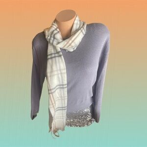 Steve Madden soft Plaid scarf in Cream and Grey